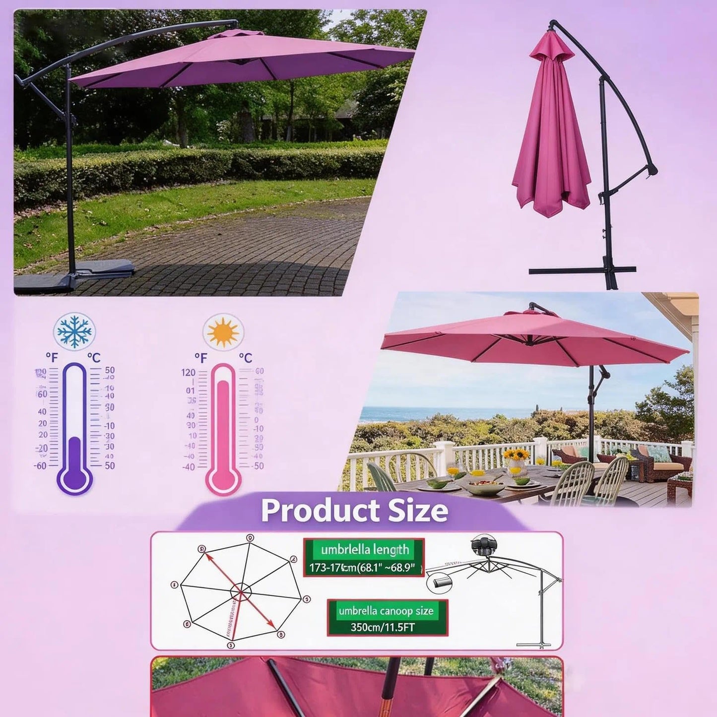 11FT 8Ribs Market Patio Umbrella Replacement Canopy,UV Protective Umbrella Fabric Replacement Canopy Cover for Outdoor Garden Backyard, Pool(3.3M) (Grass Green)
