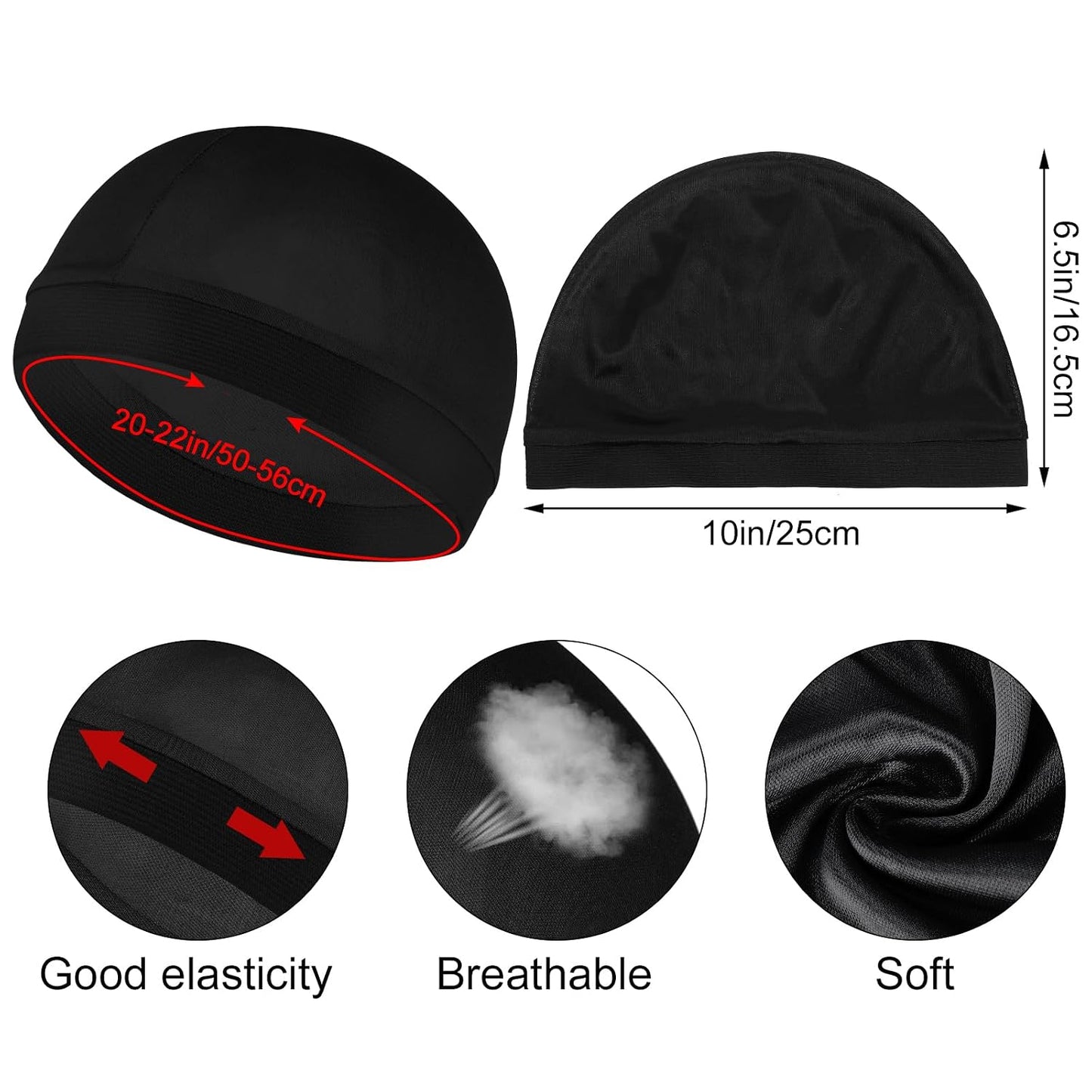 Silky Satin Wave Caps - 3 Pcs Soft Breathable Hair Wraps | Unisex Shower Bonnet for Sleep & Style