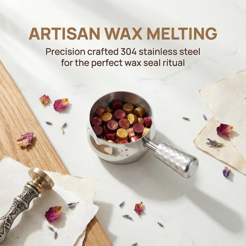60ml Wax Seal Spoon Pot Big 304 Stainless Steel Wax Melting Spoon Warmer Scoop with Handle for Sealing Stamp Envelope