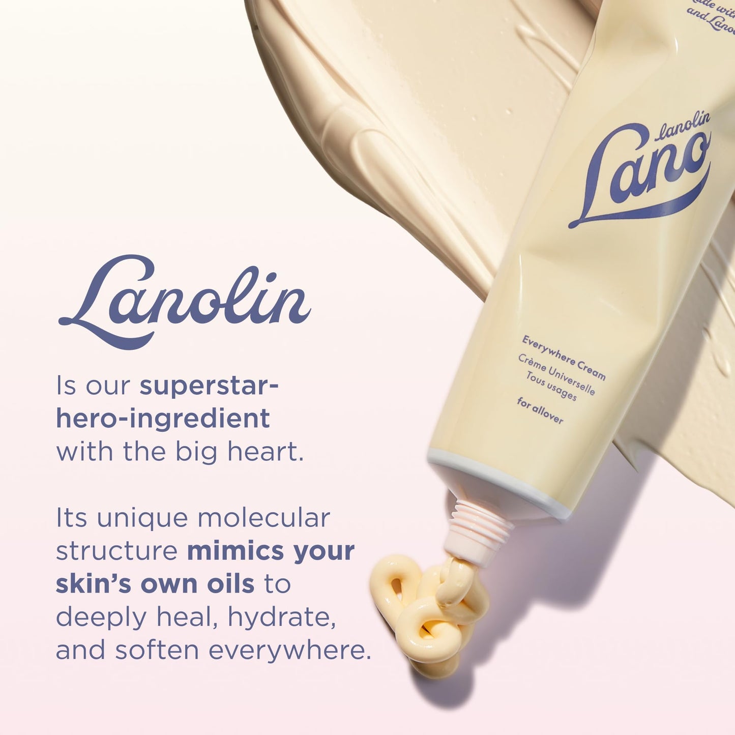 Lanolips Everywhere Cream - Ultra Hydrating Vitamin E & Lanolin Cream Body Lotion & Face Moisturizer for Dry, Cracked Skin - Safe Skin Care & Body Care for Children & Babies (85ml / 2.9oz)