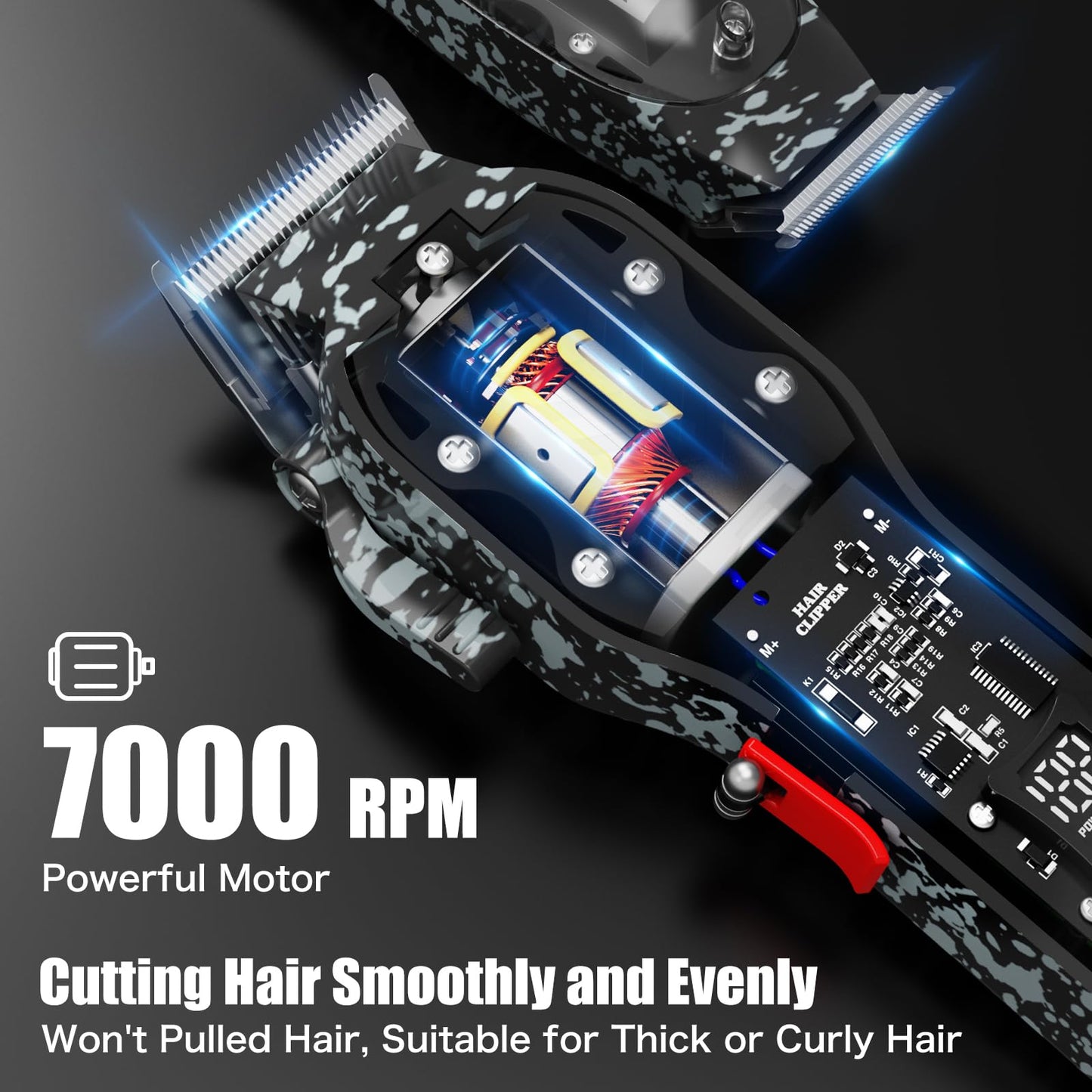 Tuanchuanrp Professional Hair Clippers for Men, Cordless Barber kit for Hair Cutting & Grooming, Hair Clippers and Trimmer Set for Barber Haircut with LED Display, 8 Fade Taper Combs(Black Set)