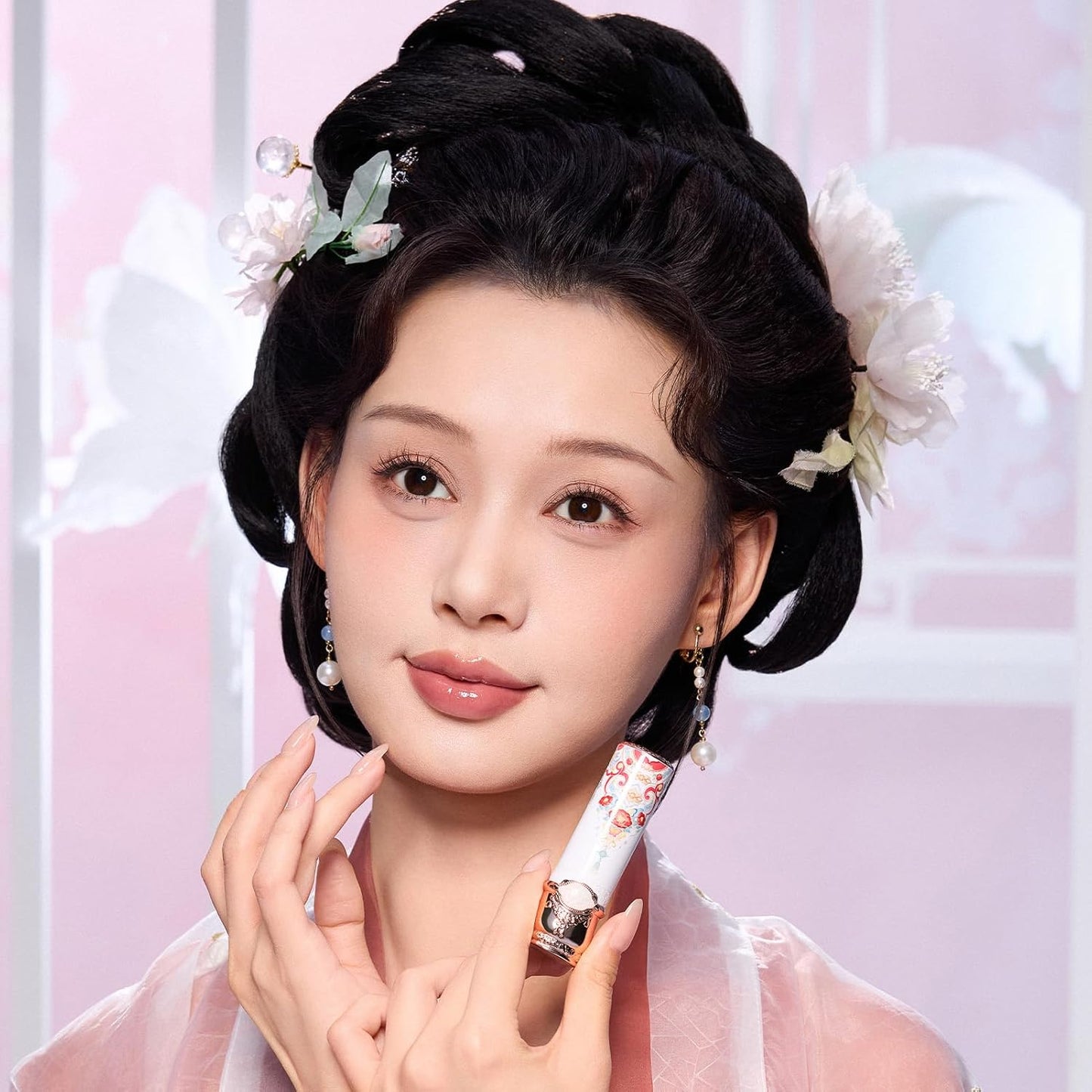 Flower Knows Cream Blush & Lipstick Set | Buildable Dewy Makeup - Blush 04 Rose Ashes & Lipstick C07 Red Bean