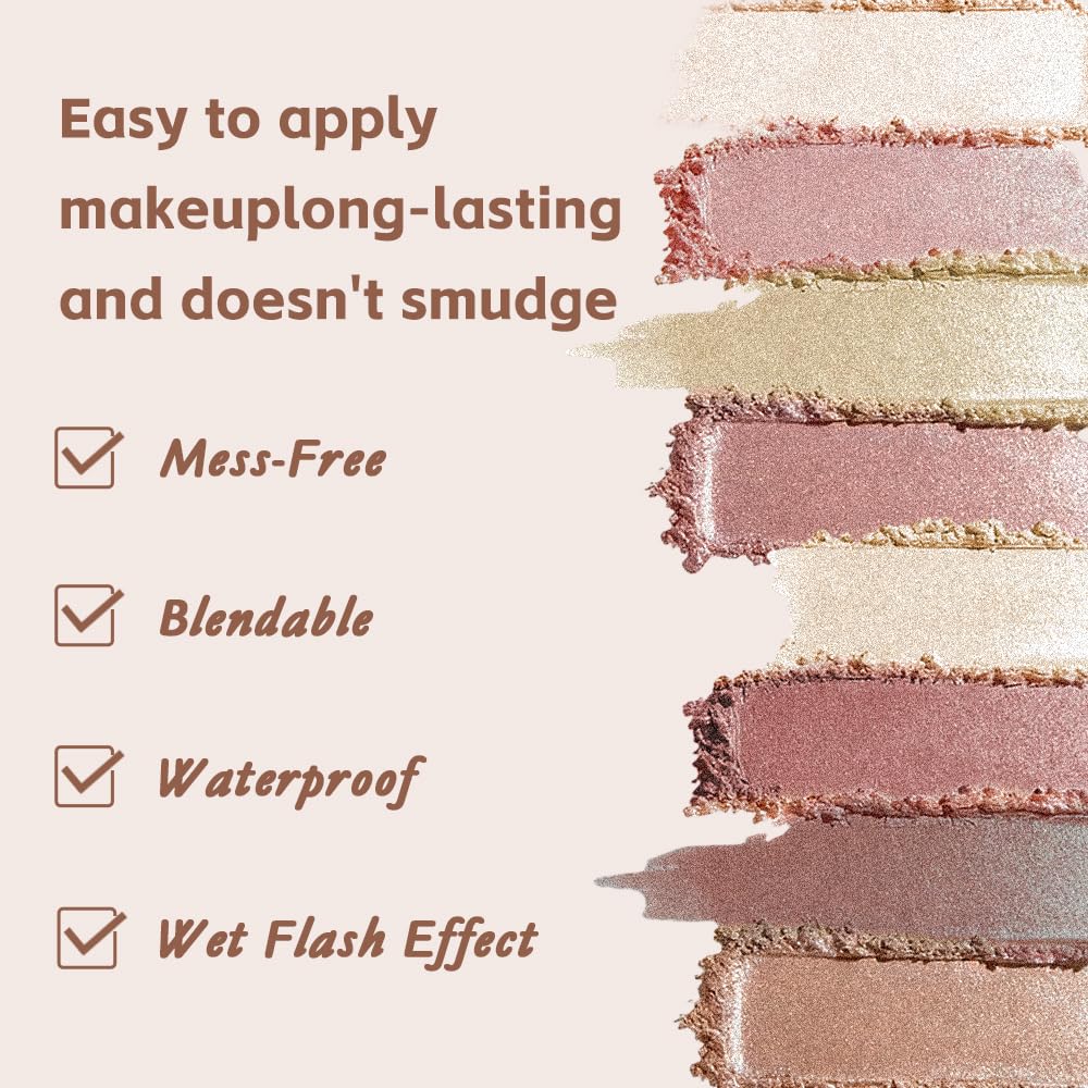 Warm Brown Gold Matte Shimmer Baked Eyeshadow Palette, 8 Color High Pigment Blendable Eye Shadow Makeup for Older Women, Travel Size Multi-Use Glam Look Vegan Cruelty-Free Sombras para 0jos 02#