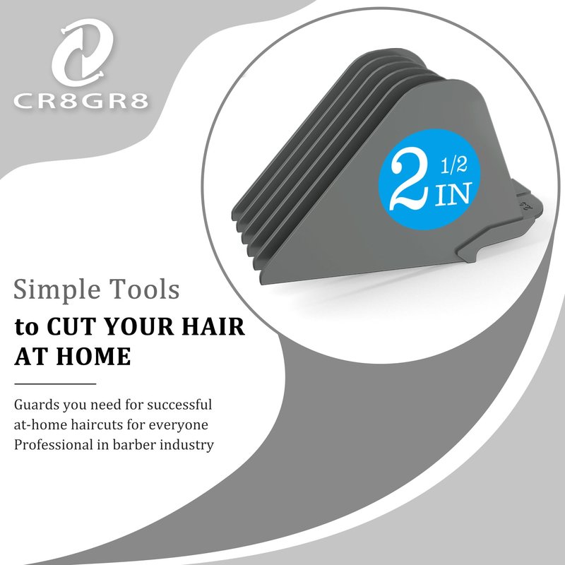 Clipper Guards for Wahl 10 12 14 16 18 20 Hair Clipper Guards 6pcs Extra Long Clipper Guard Attachments 2.5 Inch Clipper Guides Multiple Sizes Universal 2.5", 2.25", 2", 1.75", 1.5", 1.25" (Dark Gray)