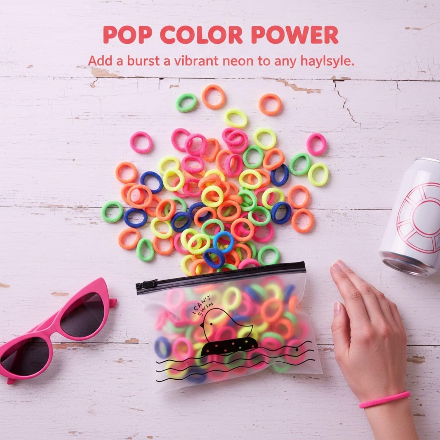 100 Pcs Hair Ties for Girls Colorful Small Rubber Bands No Damage Elastic Band Soft Ponytail Holders (Color B)