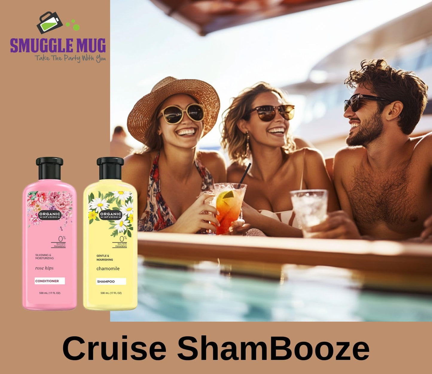 ShampBooze Secret Fake Shampoo Bottles | Flasks for Liquor Disguise | Plastic Flask for Liquor | Booze Smuggling Containers for Cruises | Alcohol Hidden Container | Hidden Flask | Two 17oz bottles