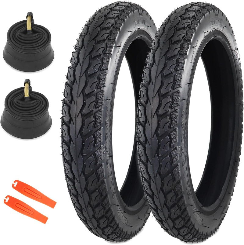 MAKELEN 2 Pack E-Bike Tire Kids Bike Tire 14x2.125 with 2 Tubes Strong Grip Compatible Replacement Bicycle Tire for Electrc Bicycle Black