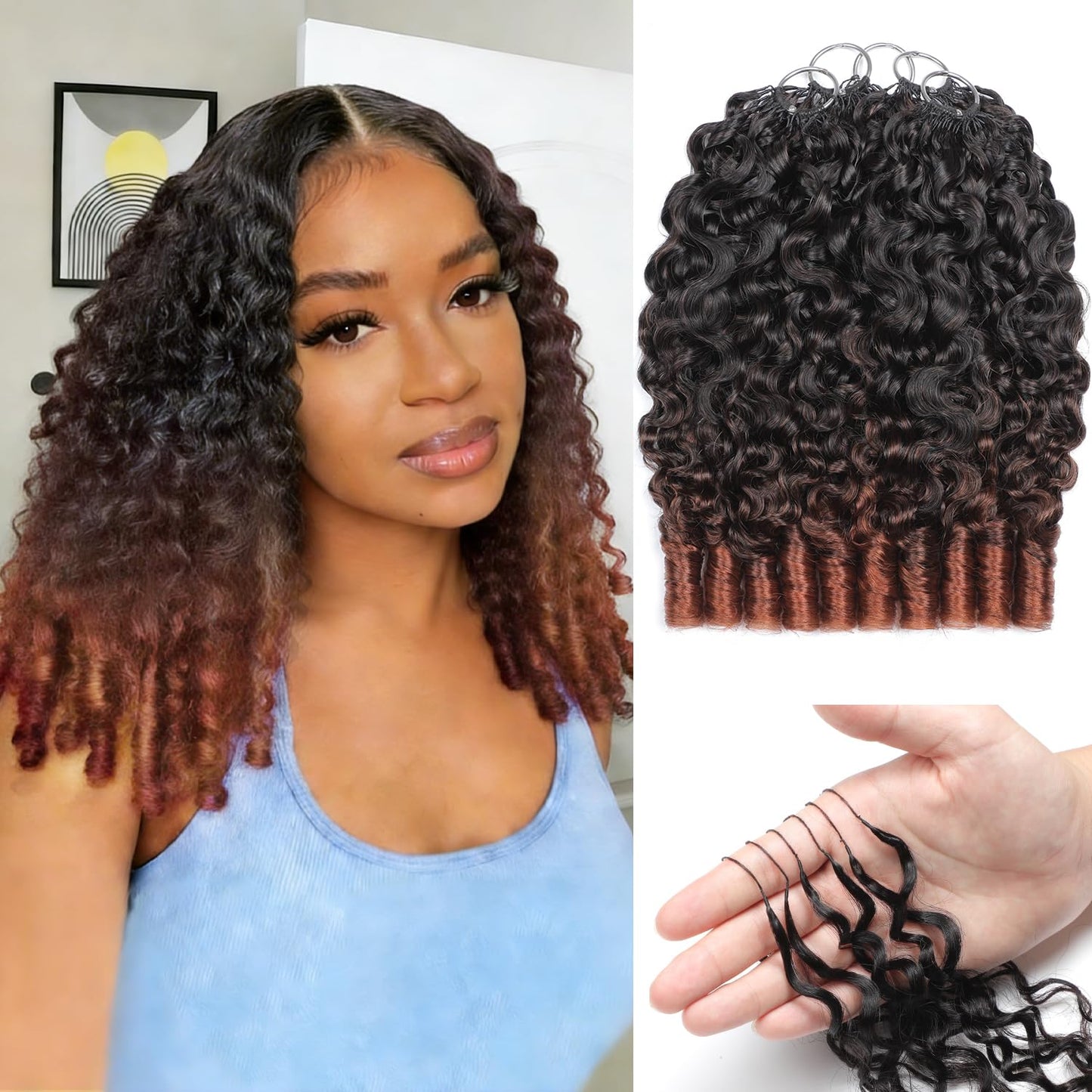 Burmese Curly Crochet Hair - Miracle Knots for Black Women | 18 Inch, 125g, 100 Strands