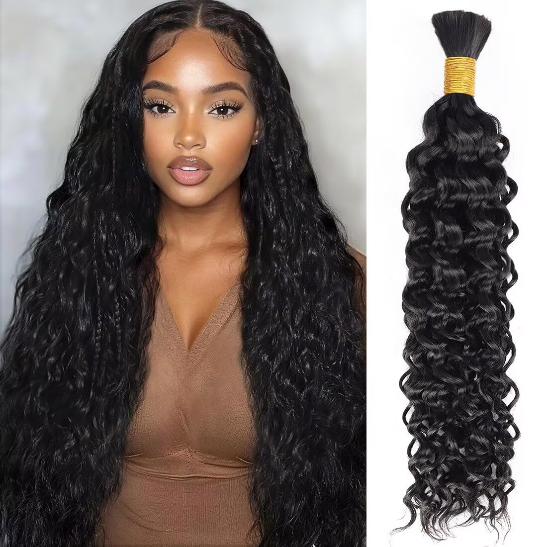 Unprocessed Human Hair for Braiding - #4/30 Brown with Auburn Highlights | 12A Grade Curly Bulk Hair, 14 Inch, 100g, 2 Bundles