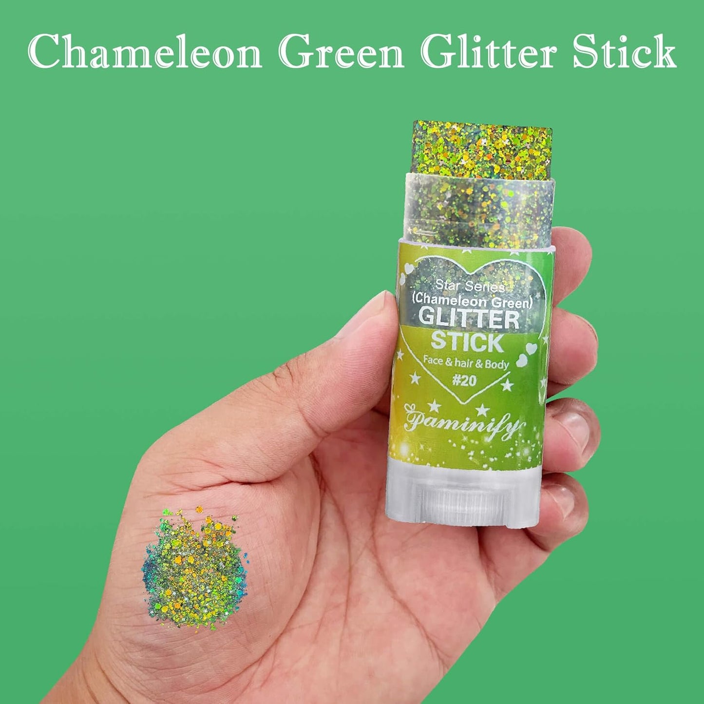 Gold Green Brazil Face Glitter Stick - Waterproof Cheer Makeup for Soccer Games | St. Patrick's Day Rave Accessories