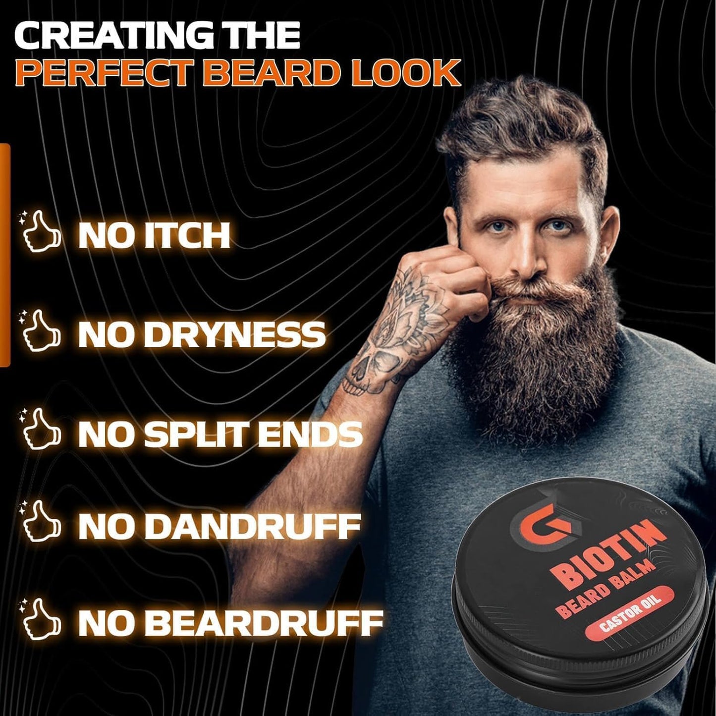 Beard Balm with 2X Concentration Biotin, Beard Growth Balm for Men - Mustache Wax & Beard Conditioner for Growth - Hydrates, Thickens Facial Hair Growth - Made with Castor Oil & Argan Oil - 2 Ounce