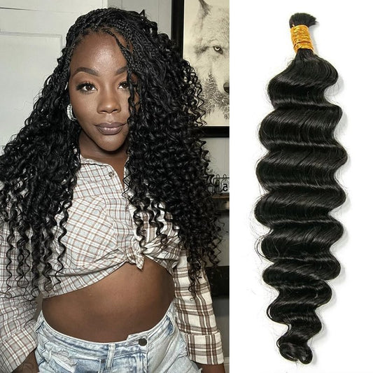 Human Boho Hair for Braiding 100% Virgin Human Braiding Hair 100G Deep Wave No Weft Boho Braiding Hair NC 18 Inch