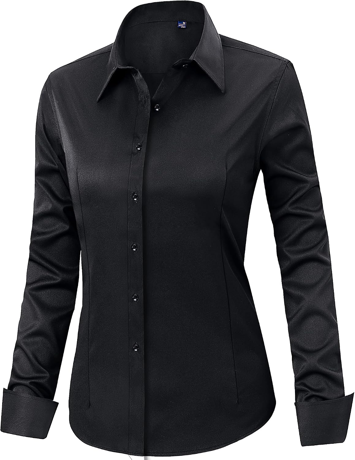 J.VER Women's Long Sleeve Dress Shirt - Wrinkle-Free Business Casual Blouse for Office Work