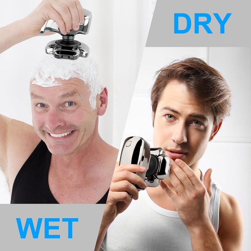 9D Head Shavers for Bald Men, 5-in-1 Electric Razor, Cordless Rechargeable Waterproof Wet/Dry Shaving Grooming Kit for Balder with Nose Trimmer, Massager, LED Smart Display, Gift for Husband Dad