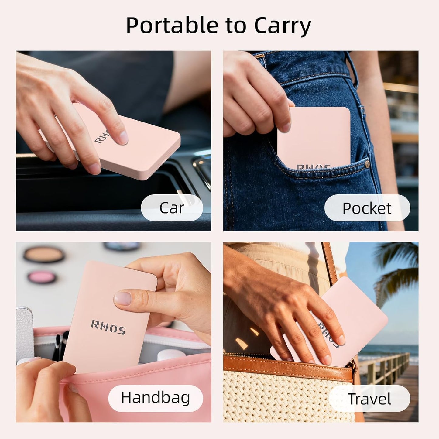 Folding Mirror with Comb - Compact & Portable Travel Set for Women & Girls | Pink