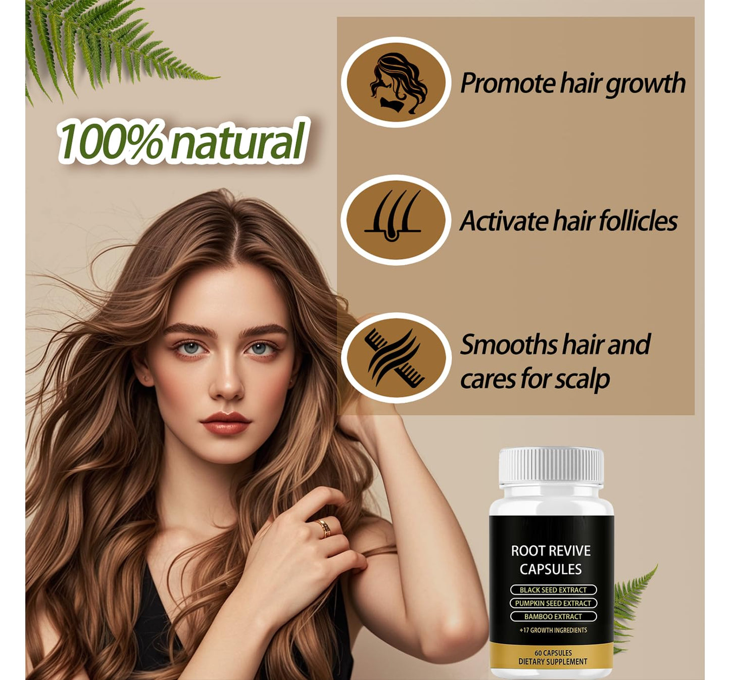Lumin Root Revive Capsules - Hair Growth Supplement with Biotin & Black Seed Extract | 60 Count for Thinning Hair