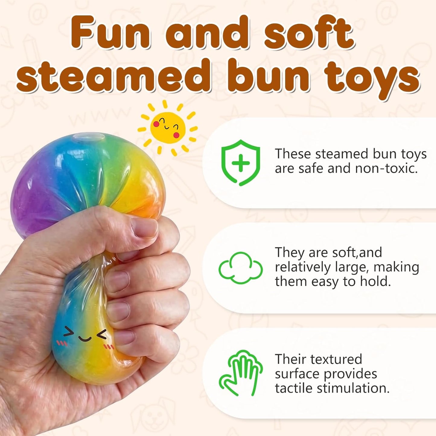 Glitter Dumpling Squishy | Jumbo Colorful Stress Ball Toy for Adults - Gold