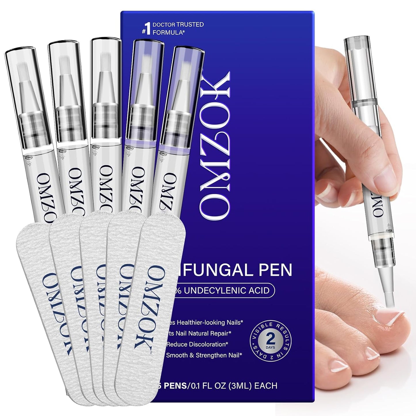Toenail Fungus Treatment Pen - Extra Strength 25% Undecylenic Acid | Tea Tree & Jojoba - 5 Pack Fungal Nail Repair Kit
