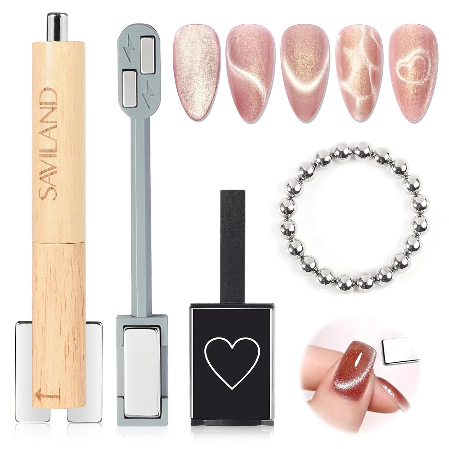 Cat Eye Magnet for Nails - 9PCS Dual-Ended Nail Art Tools | Strong Magnet for DIY Salon & Home Use
