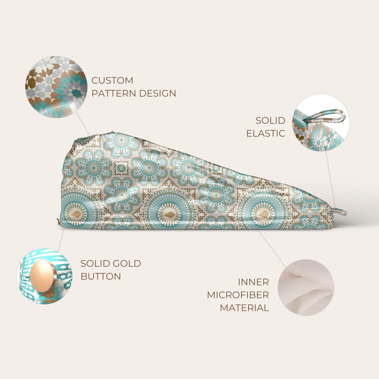 Bounce Curl Satin Microfiber Turban - Hair Towel for Curly Hair Fast Drying Plopping and Wrapping