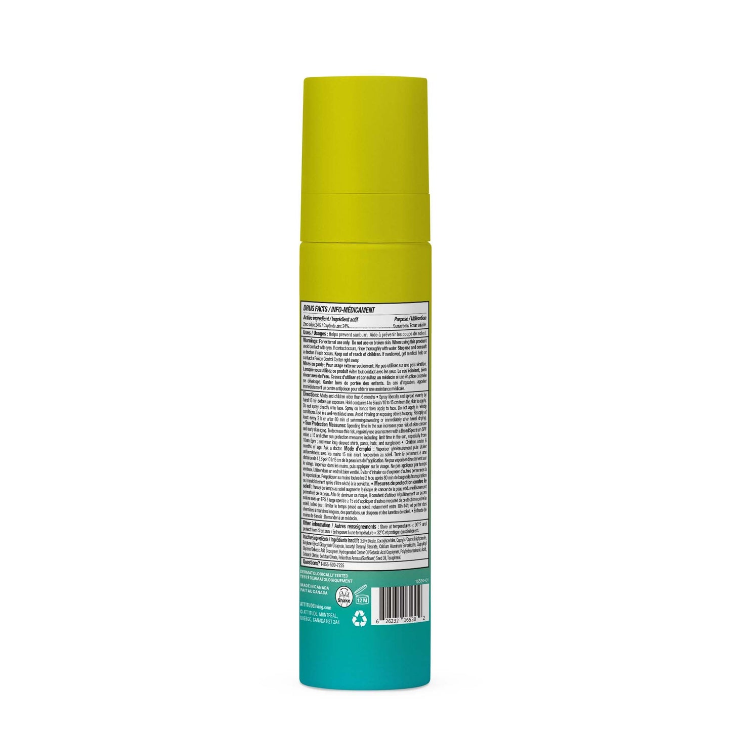 ATTITUDE Mineral Sunscreen Lightweight Lotion SPF 50, Broad Spectrum Zinc Oxide, EWG Verified, Non-Nano, Water-Resistant 80 Minutes, Non-Greasy for Face & Body, Vegan, Unscented, 3 Oz