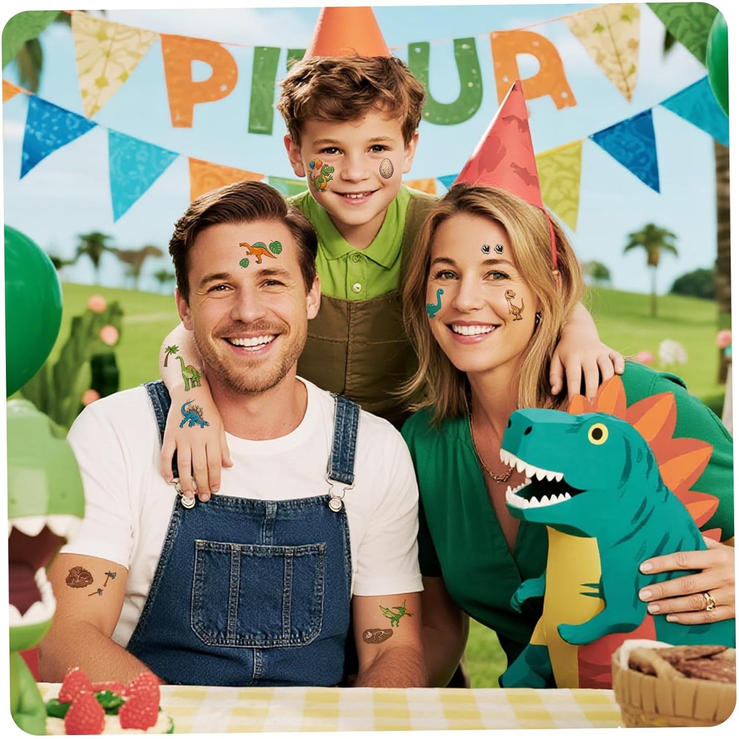 Dinosaur Temporary Tattoos for Kids - 77PCS T-Rex & Triceratops Designs | Fun Party Favors
