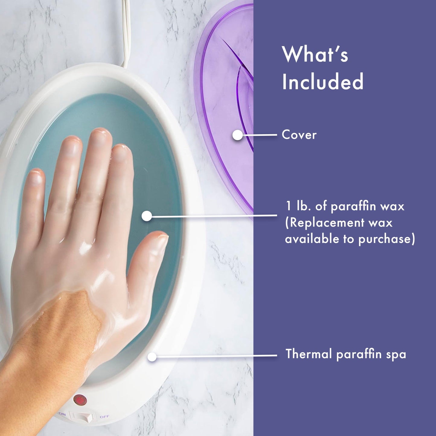 True Glow by Conair Paraffin Bath for Hands and Feet - Moisturizing Treatment With 1lb. Wax - Purple