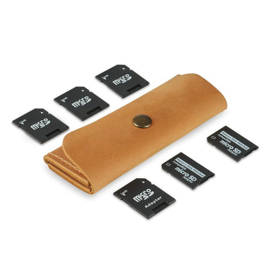 MAKYN Leather SD/Micro SD Card Holder & Organizer, Storage Case, Travel Memory Card Cover (Vintage Brown)