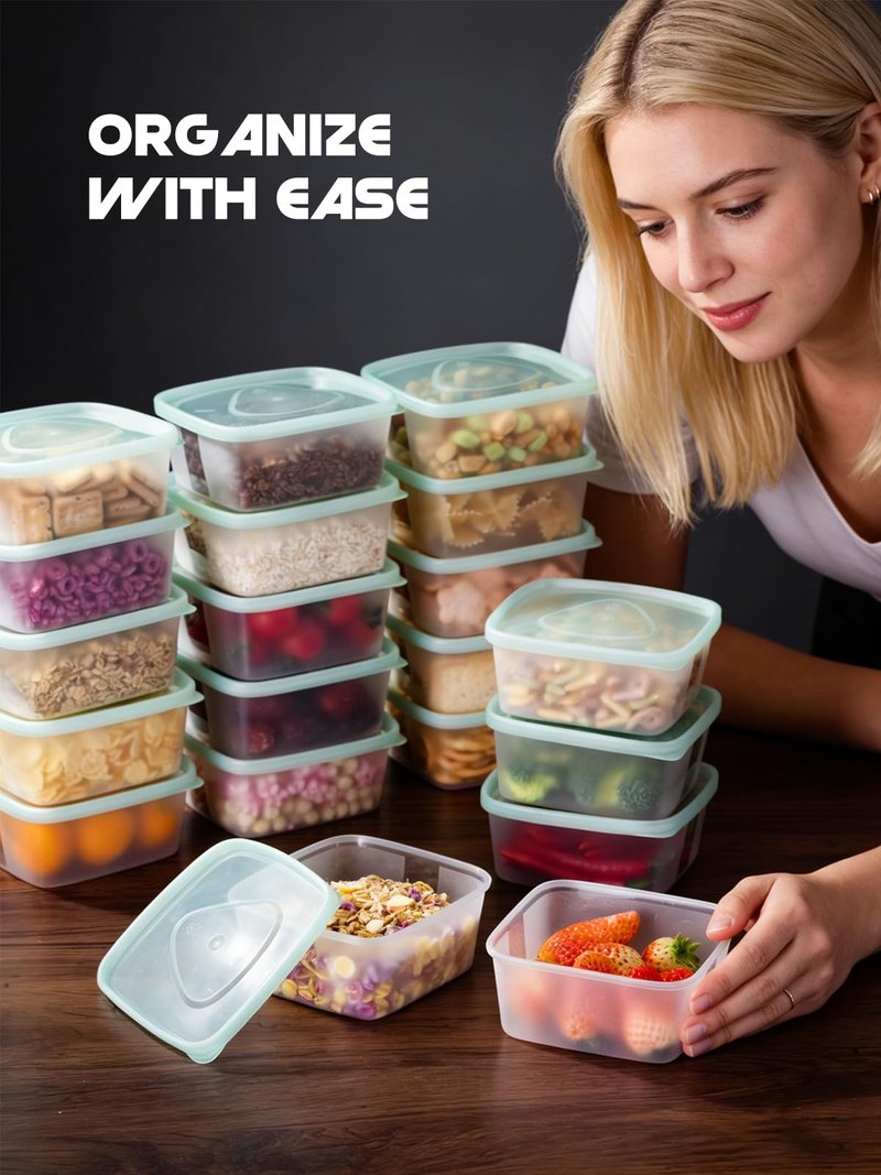 LivLab Mker 20 PCS Food Storage Containers with Lids - Reusable Meal Prep Containers Bpa-Free Freezer Lunch Boxes for Leftovers, Snack, Fruits, Salad - 10Sets | 20 fl oz | 2.5 Cups