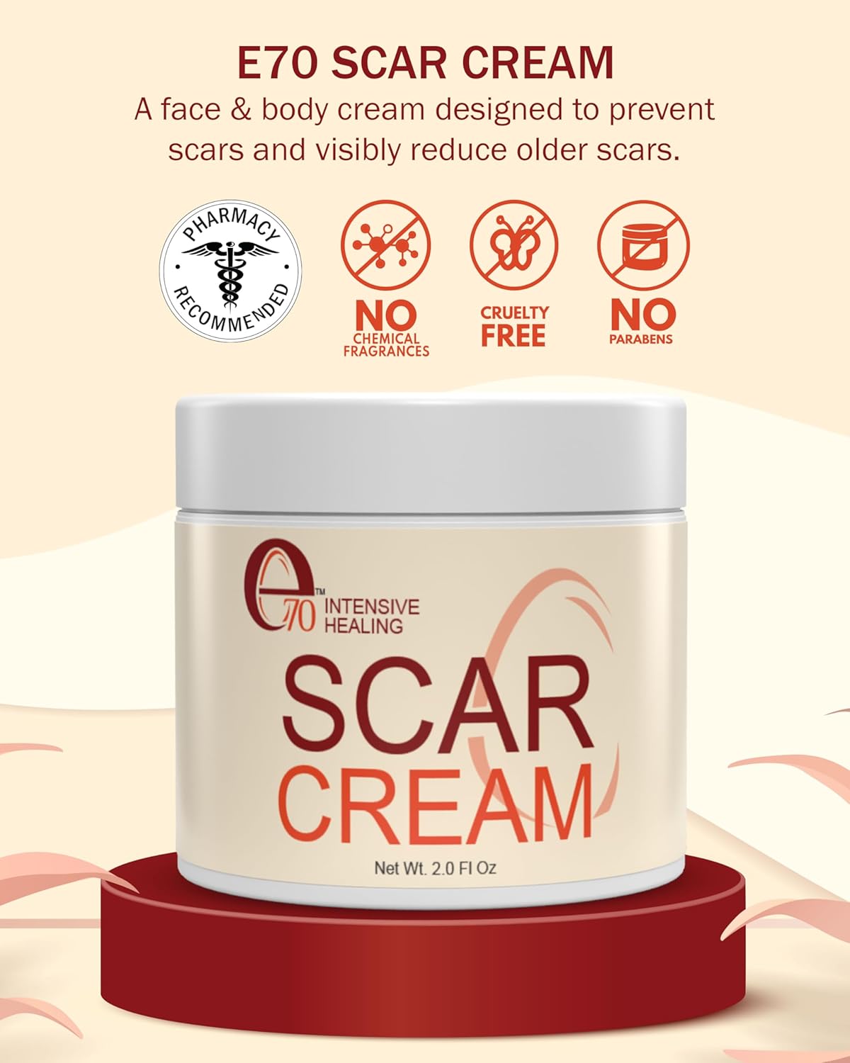 Scar Cream Gel for Surgical Scars | Fast Repair for C-Section, Keloids & Burns - 2.0 Fl Oz, All Skin Types