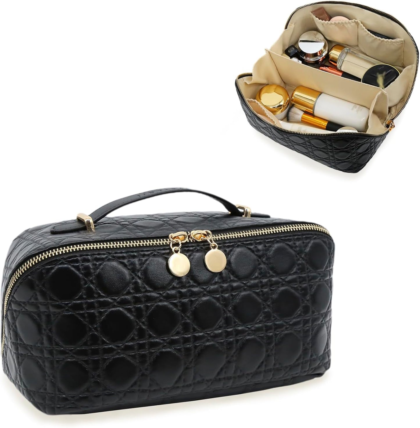 Travel Makeup Bag - Large Waterproof Cosmetic Organizer with Double Zipper | Pink Toiletry Pouch for Women