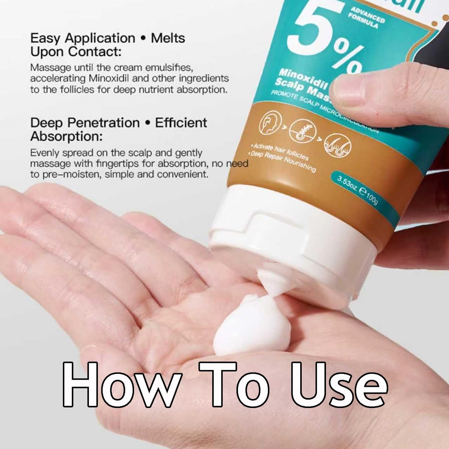 5% Minoxidil Hair Growth Scalp Massage Cream, Professional Hair Care Minoxidil, Anti Hair Loss Treatment with Rosemary Biotin for Men & Women, Fast Regrowth & Strengthens Hair Roots
