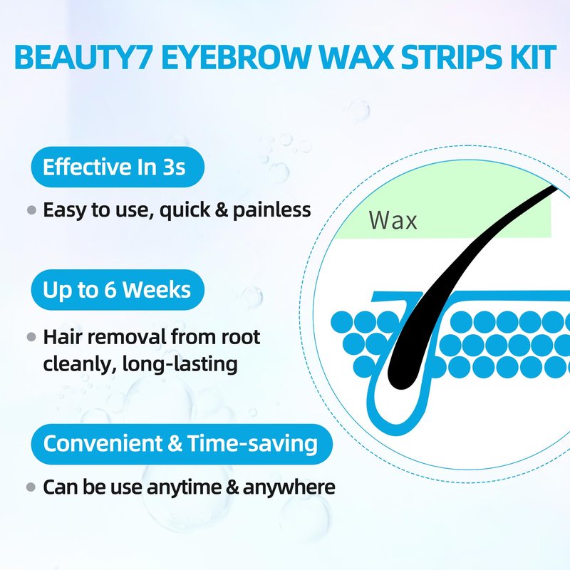 Beauty7 Men's Eyebrow Wax Strips Facial Wax Strips Hair Removal at Home Waxing Strips 24 pcs with Pearl Powder Essential Oil for Sensitive All Skin Types for Men