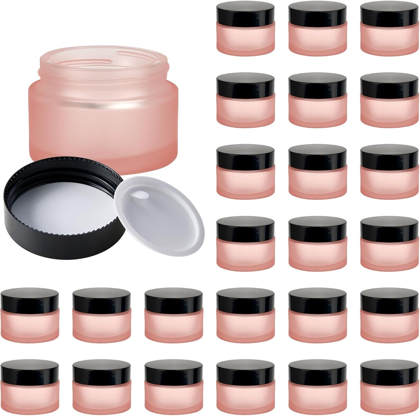 Amber Glass Jars - 25 Pack Round Cosmetic Containers with Lids | Travel Size for Scrubs, Lotions, and Bath Salts