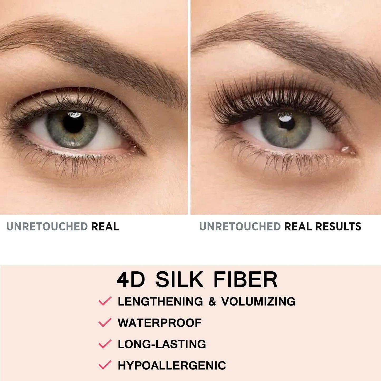 4D Silk Fiber Lash Mascara & Waterproof Eyeliner Set - Lengthening, Volumizing, Hypoallergenic | Ideal Eye Makeup Gift for Women