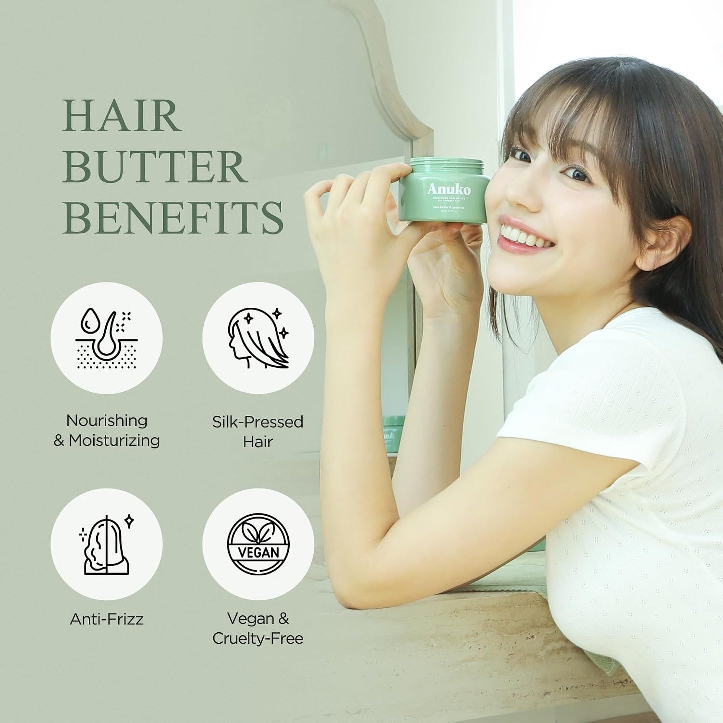 Nourishing Hair Butter for Damaged Hair - Shea Butter & Green Tea | 6.7 oz Vegan Hair Treatment Mask