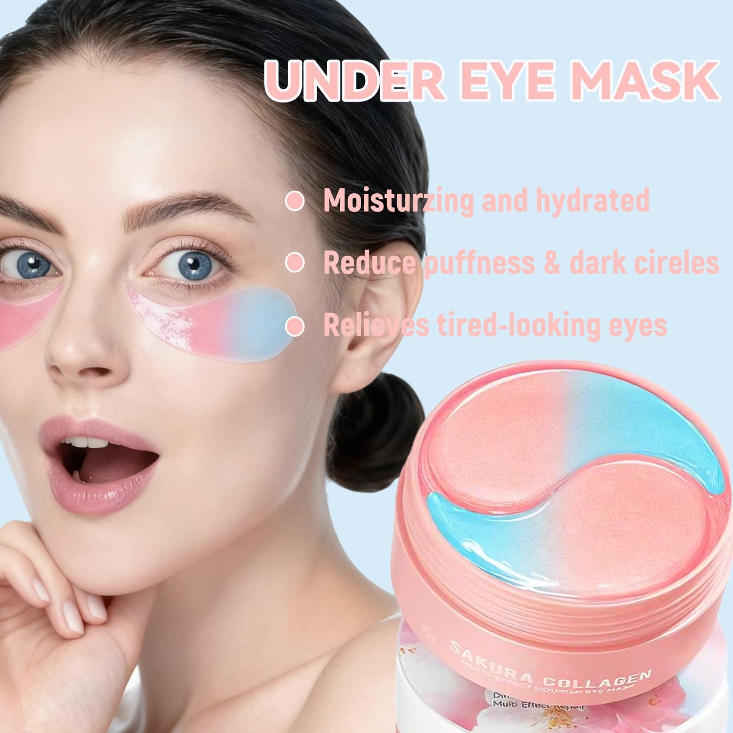 60 PCS Gradient Under Eye Patches, Eye Patch for Puffy Eyes and Dark Circles, Eye Patches for Women, Hydrating Eye Mask Skincare, Skin Treatment Pads, Reduce Dark Circles, Wrinkles, Puffy & Bags