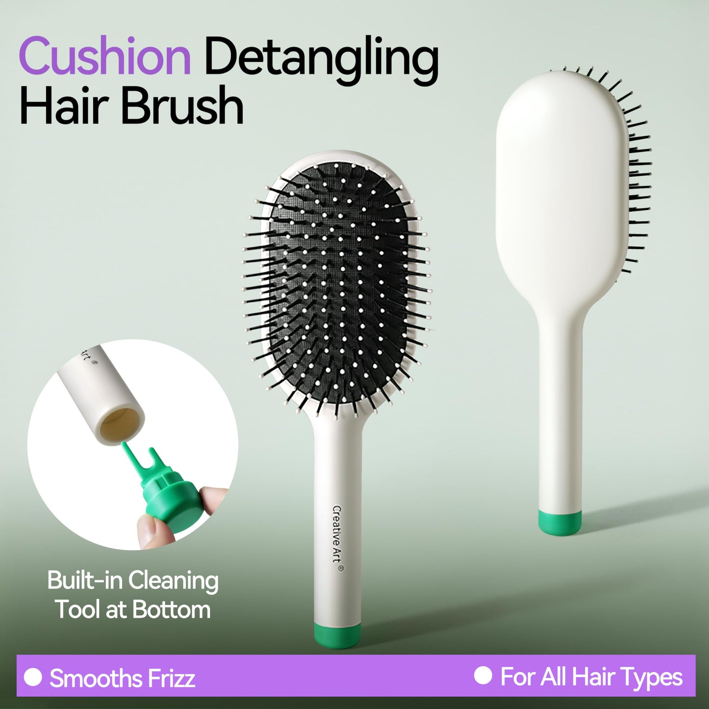 Detangling Brush Tangle-Free, Detangler Hairbrush for Wet & Dry, Pain-Free Hair Brush for Women & Men, Soft & Flexible Cushion & Bristles for Straight, Curly, & Thick Hair