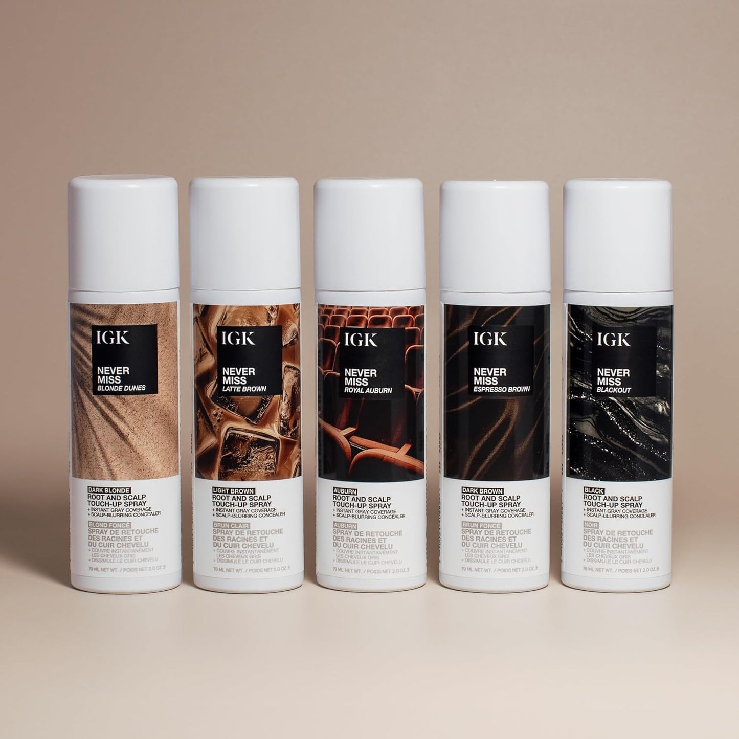 IGK Never Miss Root & Scalp Touch-Up Spray - Auburn Gray Coverage, Sweat-Resistant & Waterproof, 2.0 oz