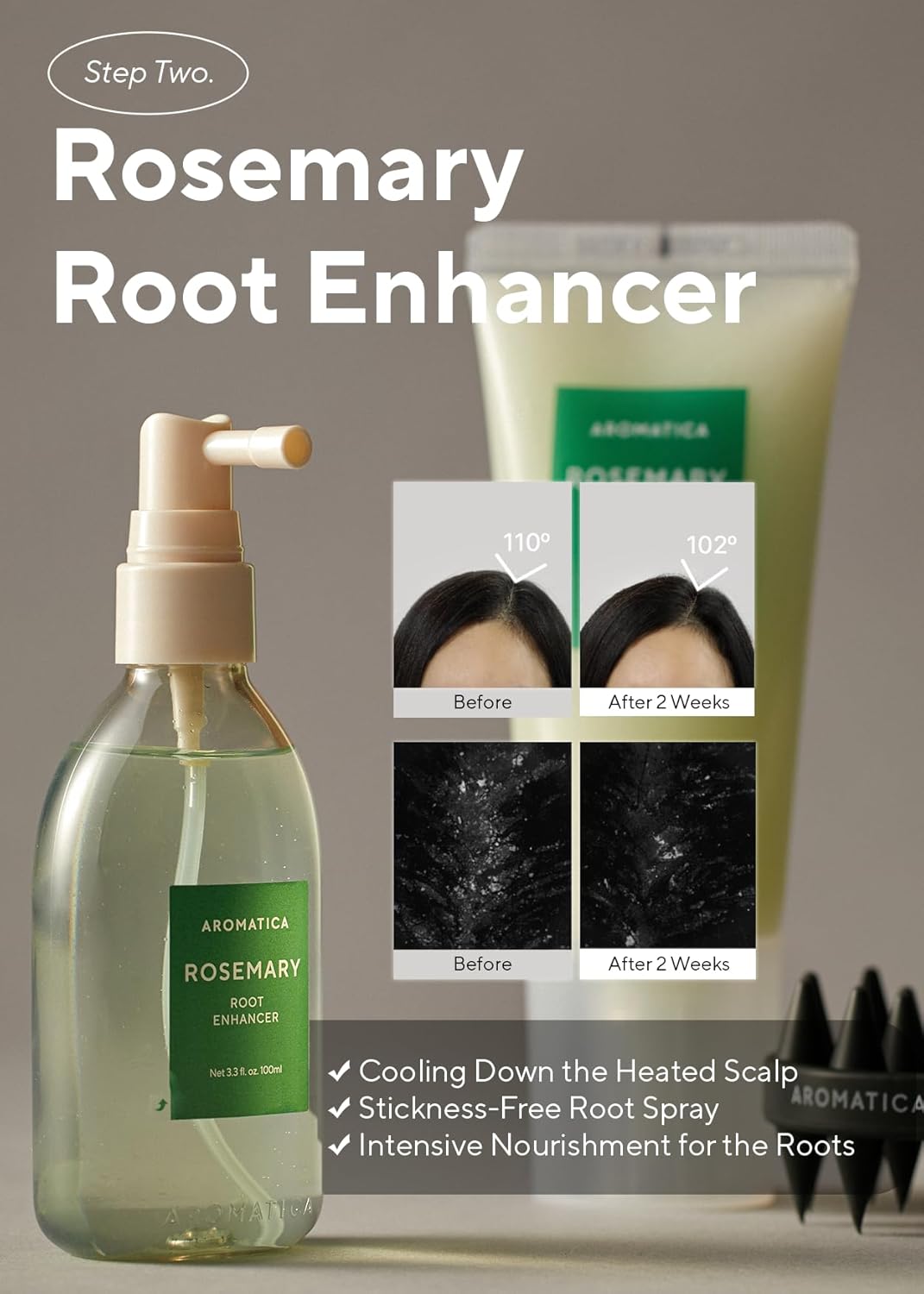 AROMATICA Rosemary Scalp Care Gift Set - Hydrating Treatment with Scrub & Dual Brush | Sulfate-Free, Silicone-Free, Paraben-Free