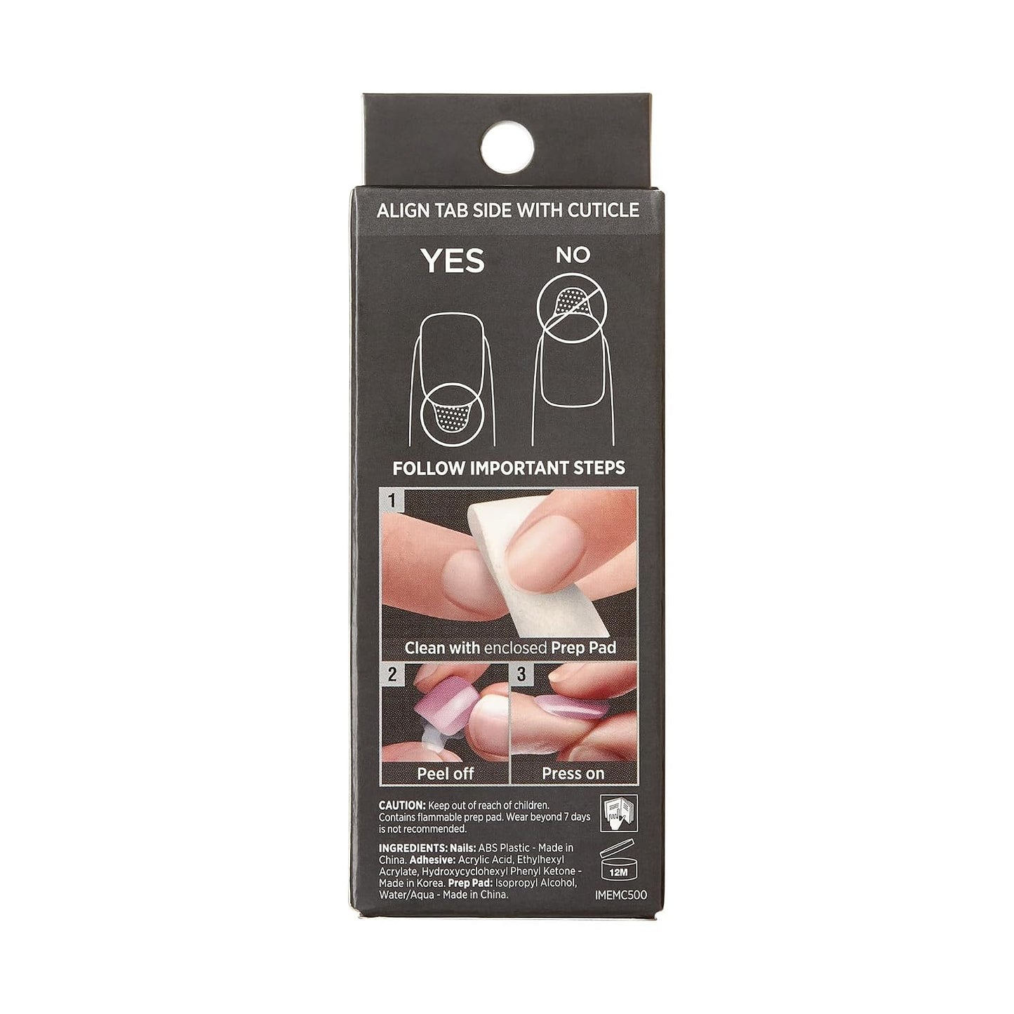 KISS imPRESS Press-On Manicure - Gray V-Cut Stone Fake Nails | Medium Ballerina/Coffin Shape, Easy Application, 30 Count