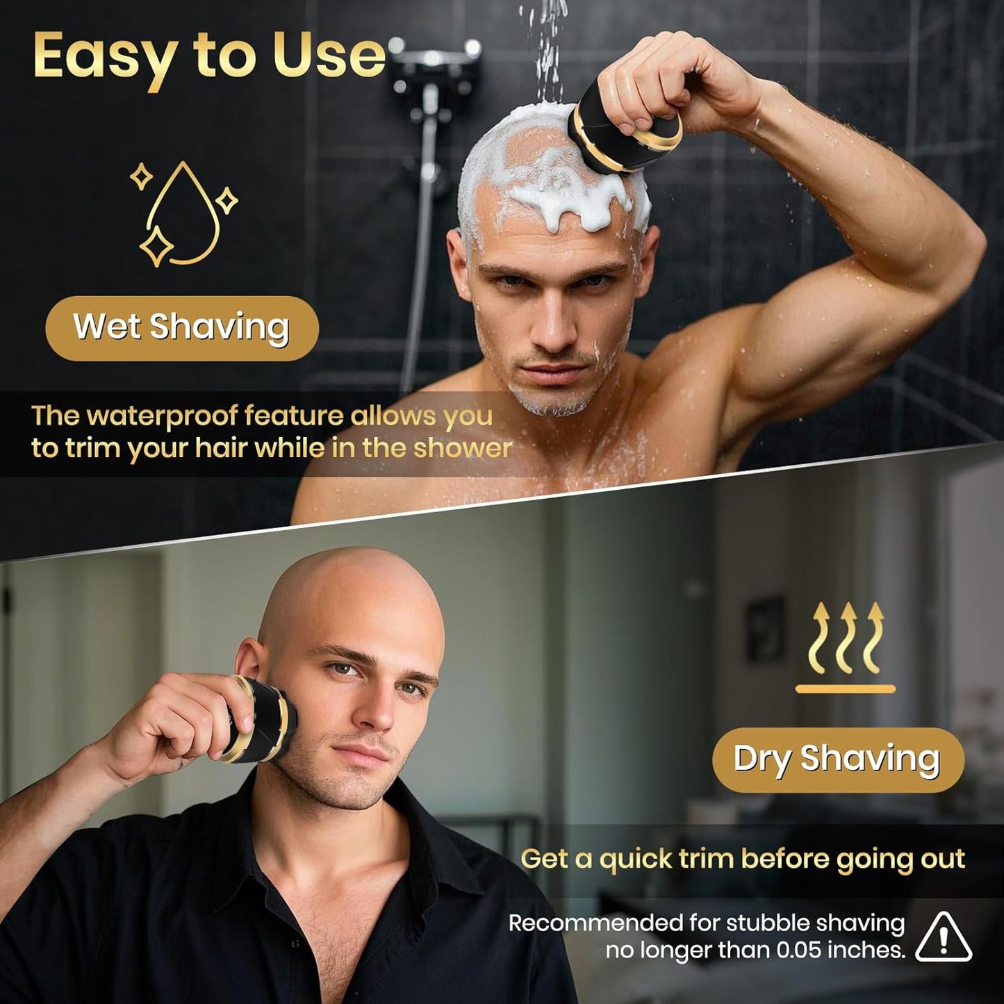 Ufree Head Shaver for Bald Men - Waterproof Electric Razor with Detachable Rotary Blade | Travel Pouch Included