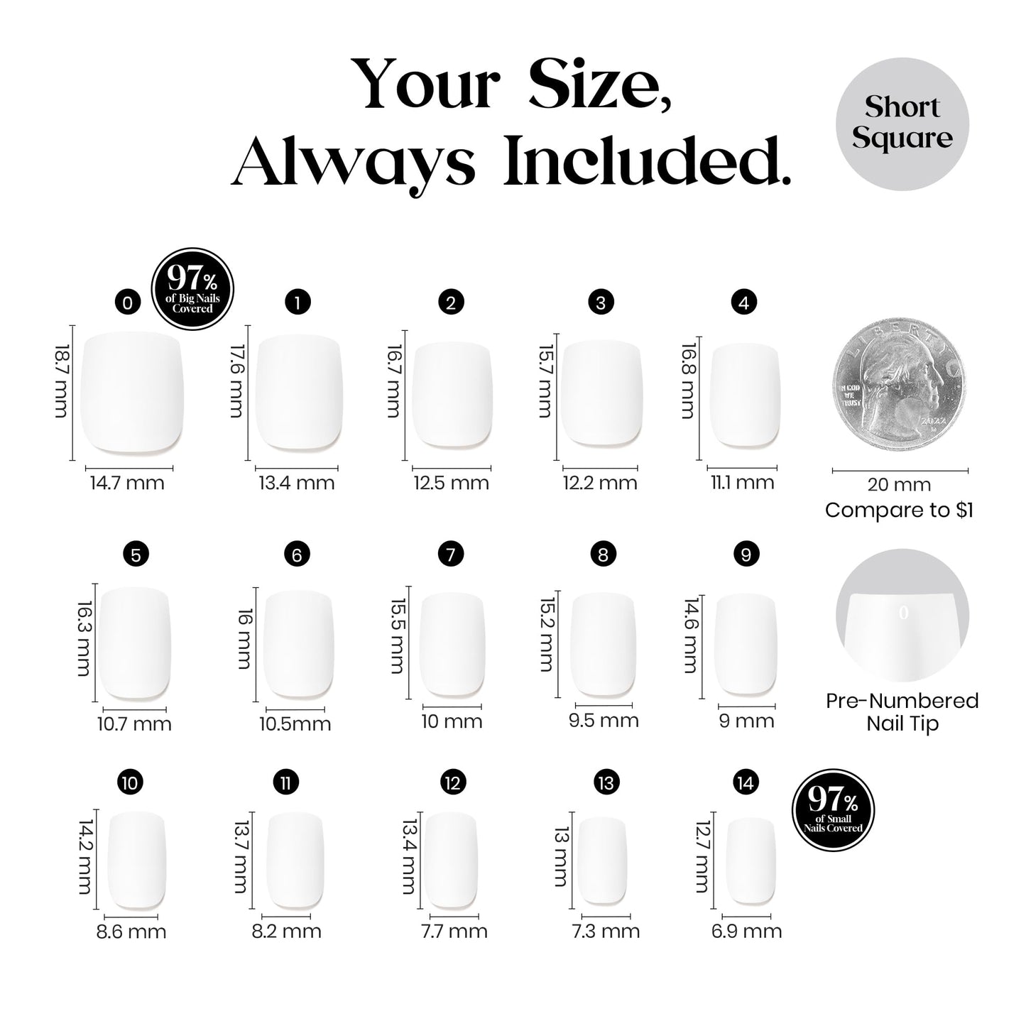 Beetles Short Square Press on Nails, Milky White Fake Nail Tips 150Pcs