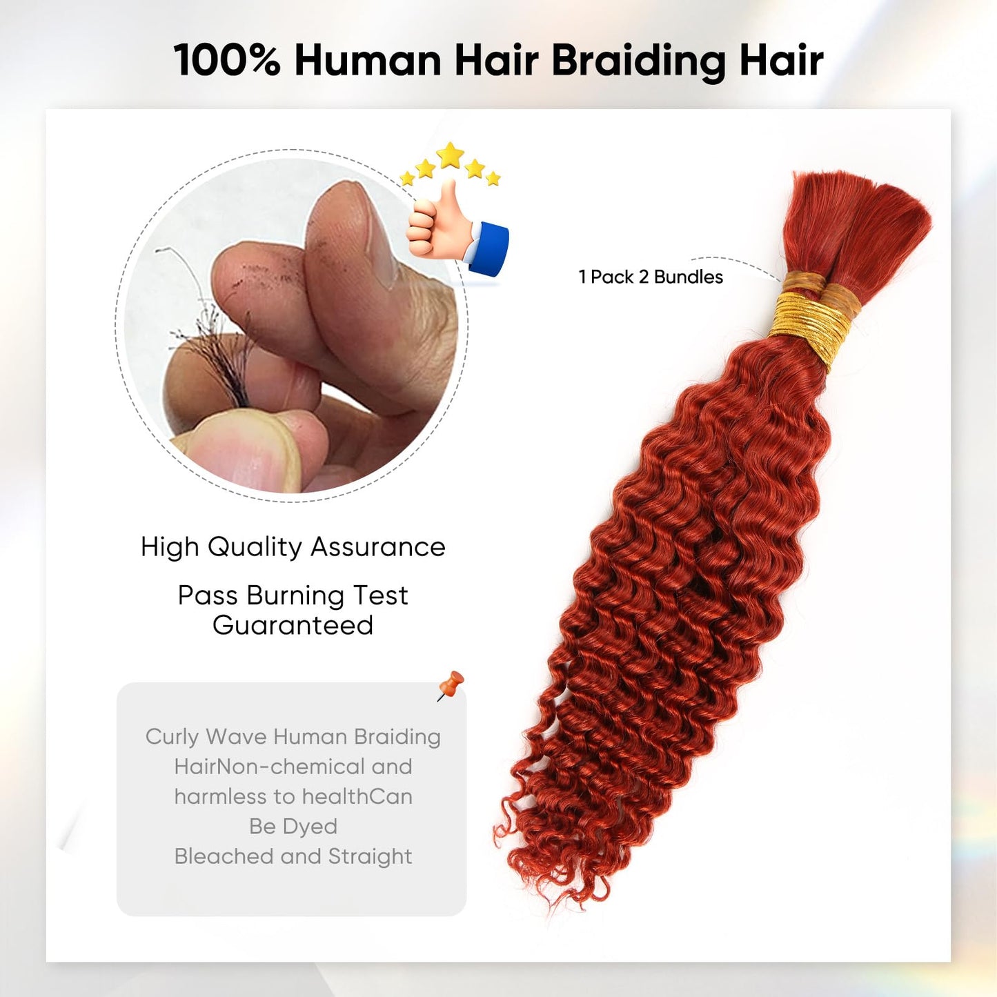 Human Braiding Hair 20 Inch 100g Ginger Deep Wave Bulk Human Hair for Braiding No Weft Curly Bundles Human Hair Extensions for Boho Knotless Braids Wet and Wavy (350)