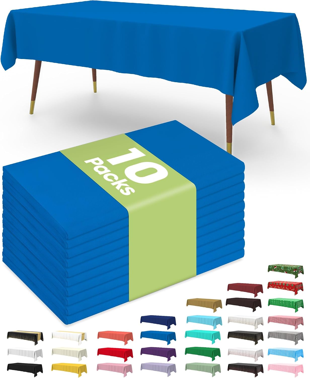 Plastic Table Cloths - 10 Pack Disposable 54 x 108 Inch for Parties, Picnics & Weddings | Rectangle White