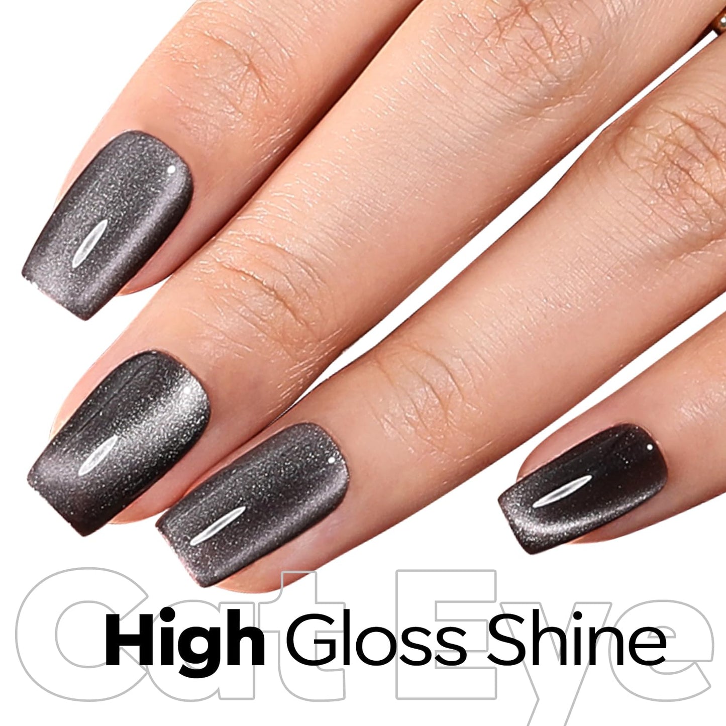 Black Cat Eye Gel Nail Polish - Holographic Glitter Magnetic Finish | 15 ML Silk Glass Shimmer