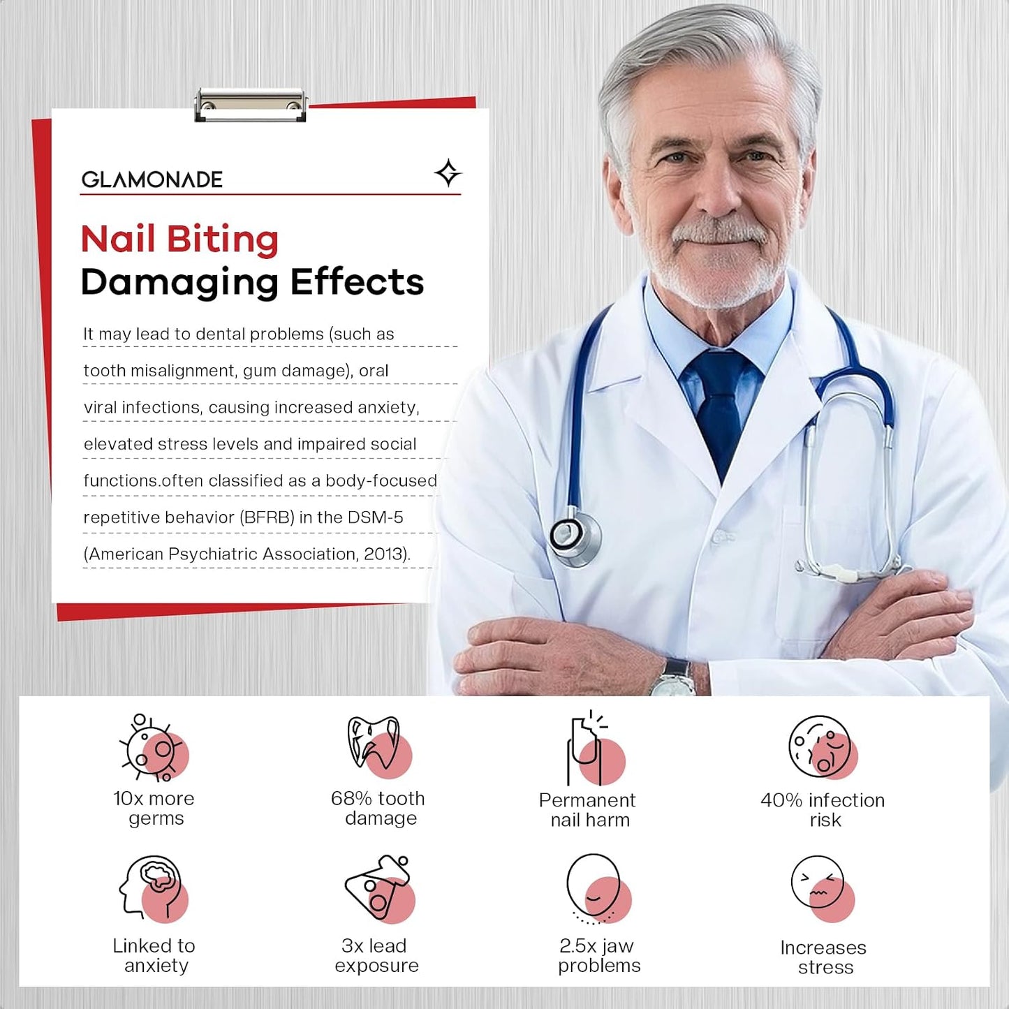 Nail Biting Prevention for Kids - 12ml Extra Bitter No Bite Nail Polish | Long-Lasting Matte Clear Strength & Habit Breaker Aid