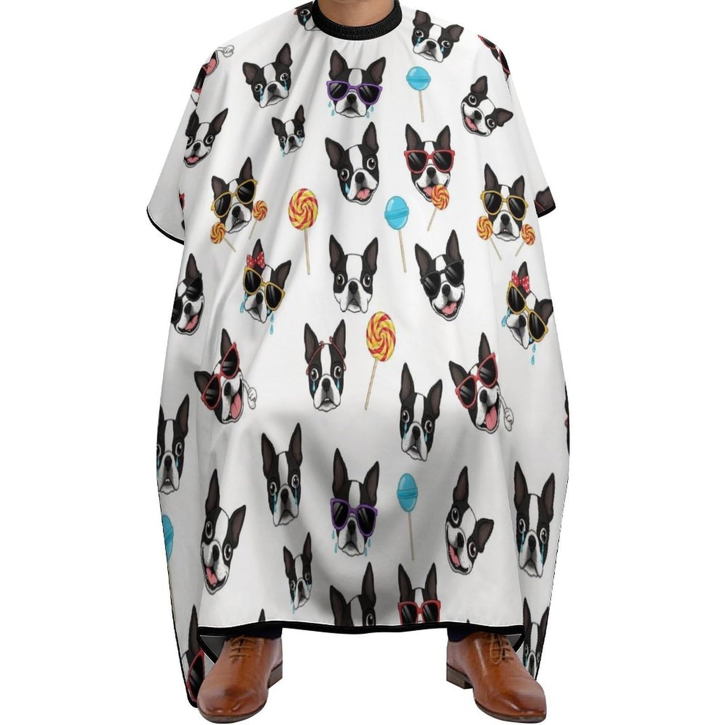 Fashion Salon Barber Cape Professional Hair Cutting Cape with Adjustable Snap Closure Boston Terrier Dog Funny