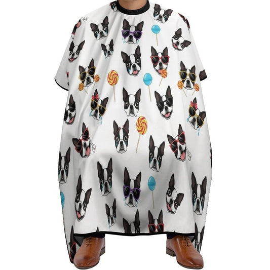 Fashion Salon Barber Cape Professional Hair Cutting Cape with Adjustable Snap Closure Boston Terrier Dog Funny