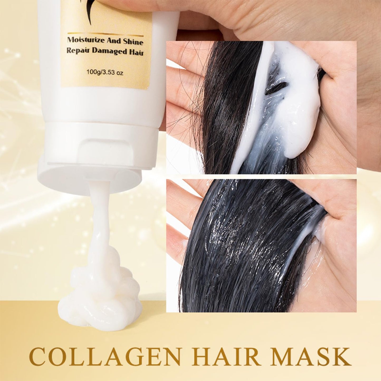 Collagen Hair Mask - Protein Hair Treatment with Argan Oil for Dry & Damaged Hair, Intensive Conditioning Mask for All Hair Types, 3.5oz